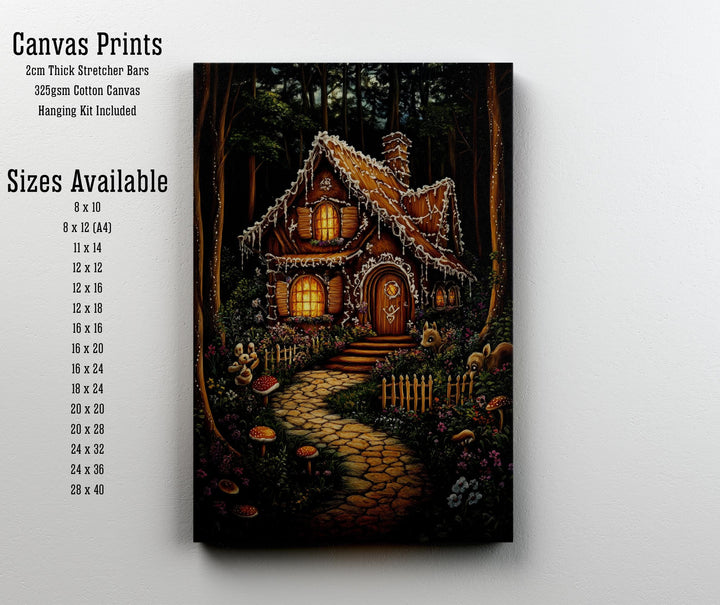 Gingerbread House Print, Vintage Fairy Tale Cottagecore Decor