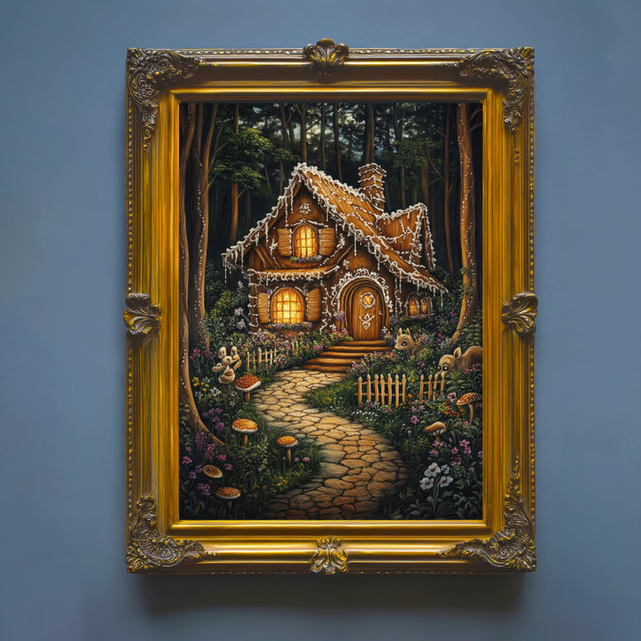 Gingerbread House Print, Vintage Fairy Tale Cottagecore Decor