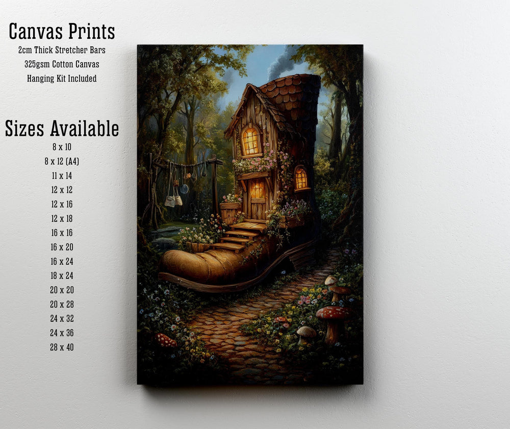 Shoe House Garden Print, Vintage Fairytale Cottagecore Art