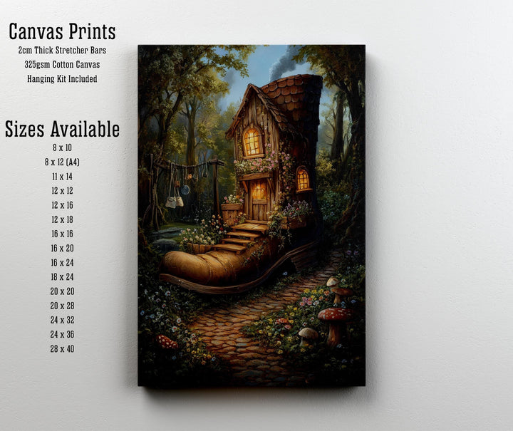 Shoe House Garden Print, Vintage Fairytale Cottagecore Art