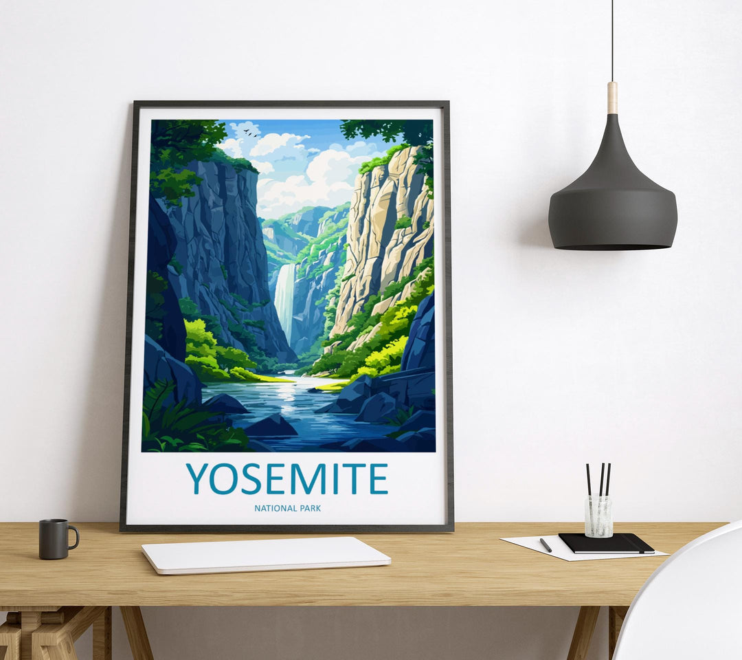 Yosemite Travel Print USA Wall Art National Park Poster Nature Landscape Decor Gift for Adventure Lover Mountain Scenery Art