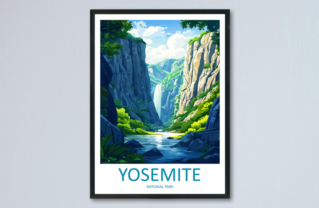 Yosemite Travel Print USA Wall Art National Park Poster Nature Landscape Decor Gift for Adventure Lover Mountain Scenery Art