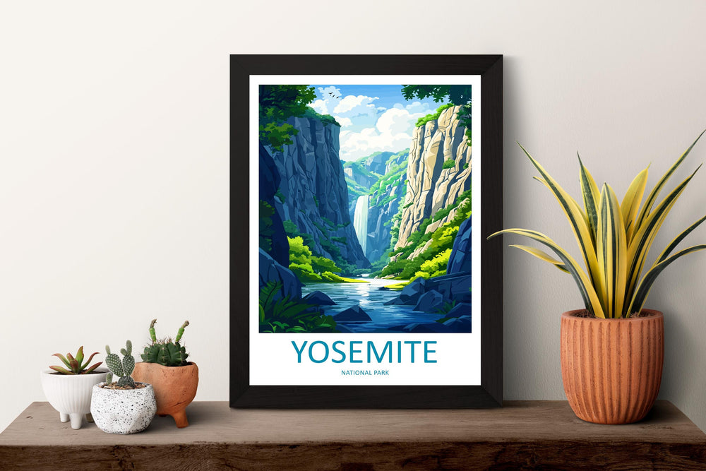 Yosemite Travel Print USA Wall Art National Park Poster Nature Landscape Decor Gift for Adventure Lover Mountain Scenery Art