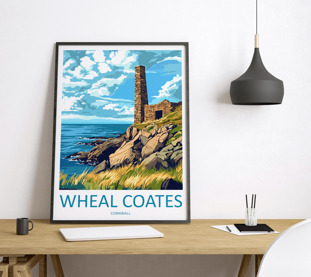 Wheal Coates Travel Print Cornwall Wall Art Tin Mine Poster Coastal Decor Gift for History Lover Cliffside Landscape