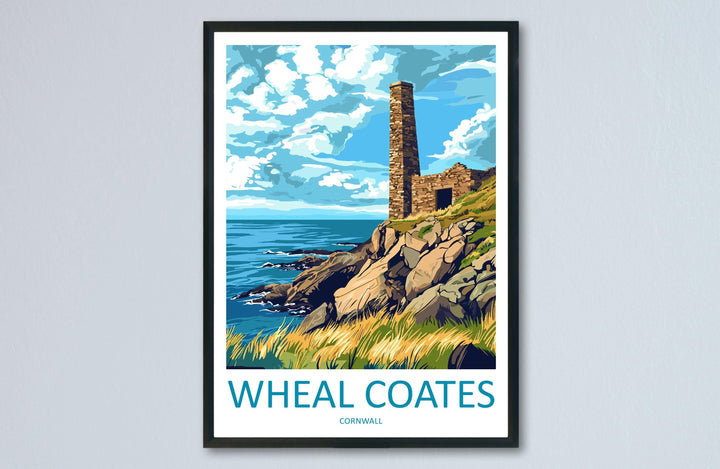 Wheal Coates Travel Print Cornwall Wall Art Tin Mine Poster Coastal Decor Gift for History Lover Cliffside Landscape