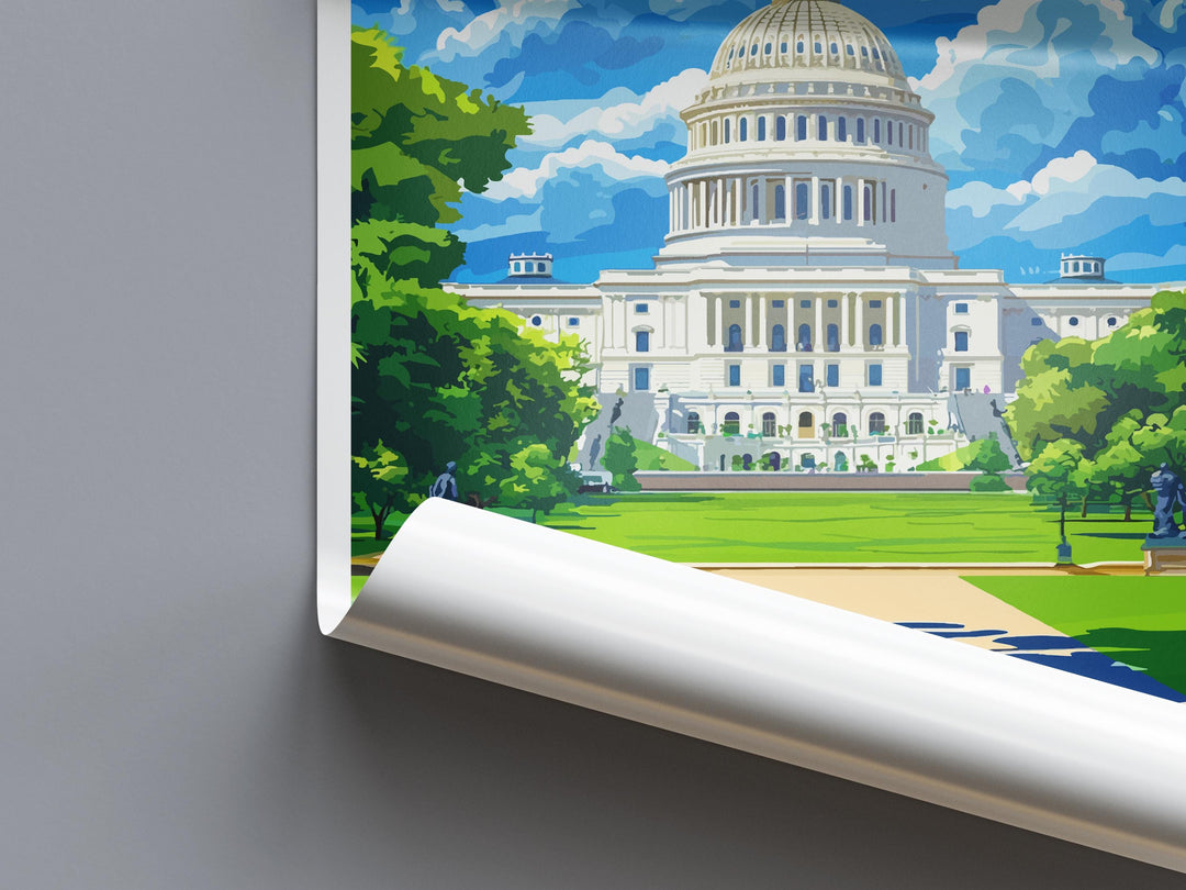 Washington City Travel Print USA Wall Art Cityscape Poster Monument Decor Gift for History Lover National Mall Landscape Art Print