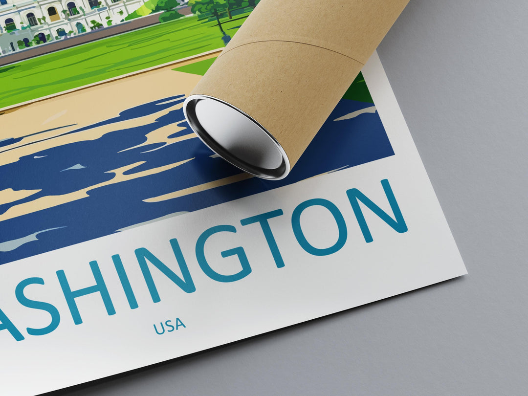 Washington City Travel Print USA Wall Art Cityscape Poster Monument Decor Gift for History Lover National Mall Landscape Art Print