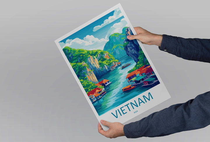 Vietnam Travel Print Southeast Asia Wall Art Landscape Poster Cultural Decor Gift for Adventure Lover Scenic Nature Art