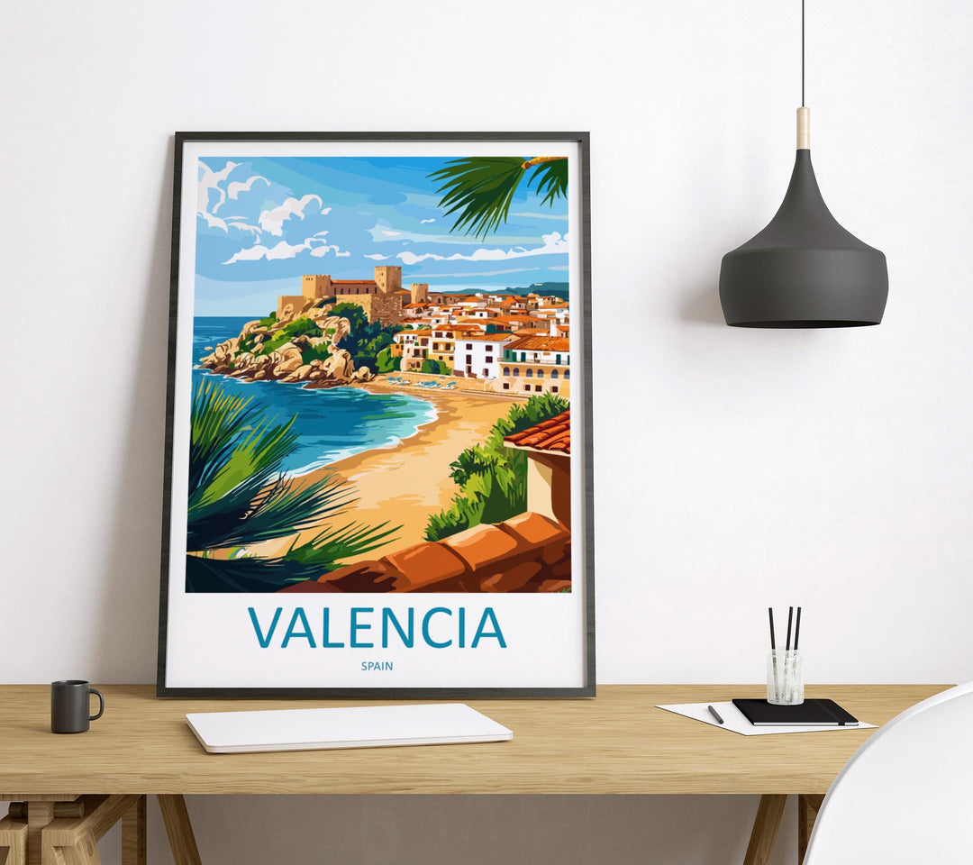 Valencia Travel Print Spain Wall Art Cityscape Poster Coastal Decor Gift for Europe Lover Historic Architecture Art Print