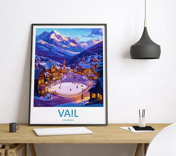 Vail Travel Print Colorado Wall Art Mountain Landscape Poster Ski Resort Decor Gift for Adventure Lover Alpine Scenery Art