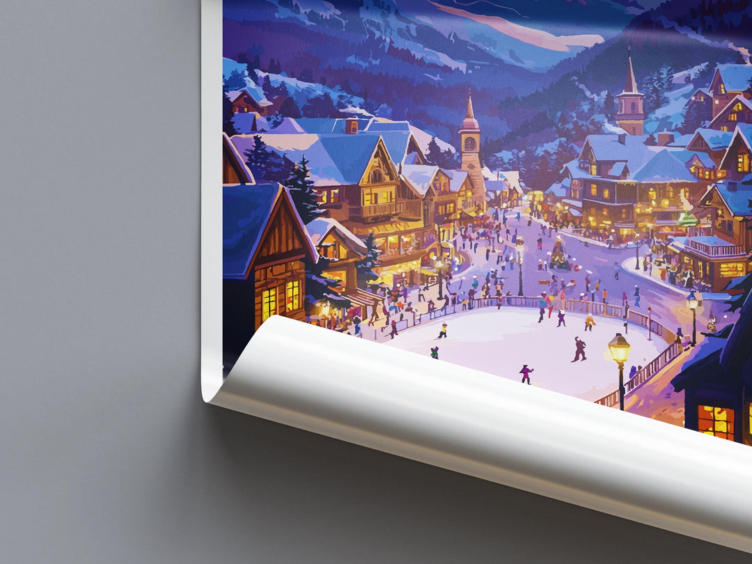 Vail Travel Print Colorado Wall Art Mountain Landscape Poster Ski Resort Decor Gift for Adventure Lover Alpine Scenery Art