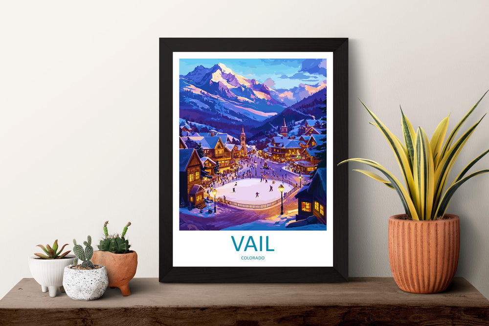 Vail Travel Print Colorado Wall Art Mountain Landscape Poster Ski Resort Decor Gift for Adventure Lover Alpine Scenery Art