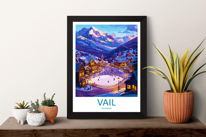 Vail Travel Print Colorado Wall Art Mountain Landscape Poster Ski Resort Decor Gift for Adventure Lover Alpine Scenery Art
