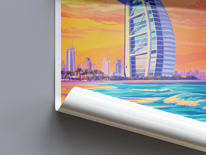 Dubai Travel Print UAE Wall Art City Skyline Poster Desert Decor Gift for Architecture Lover Middle Eastern Landscape Art