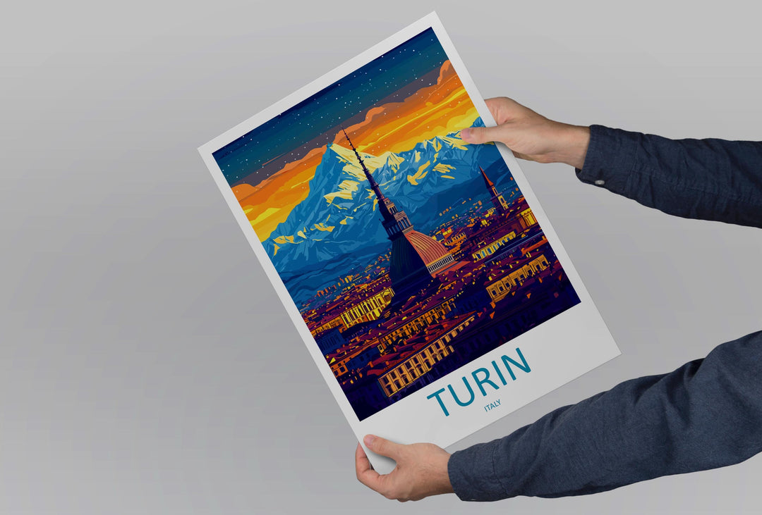 Turin Travel Print Italy Wall Art Cityscape Poster Historic Decor Gift for Architecture Lover Piedmont Landscape Art Print