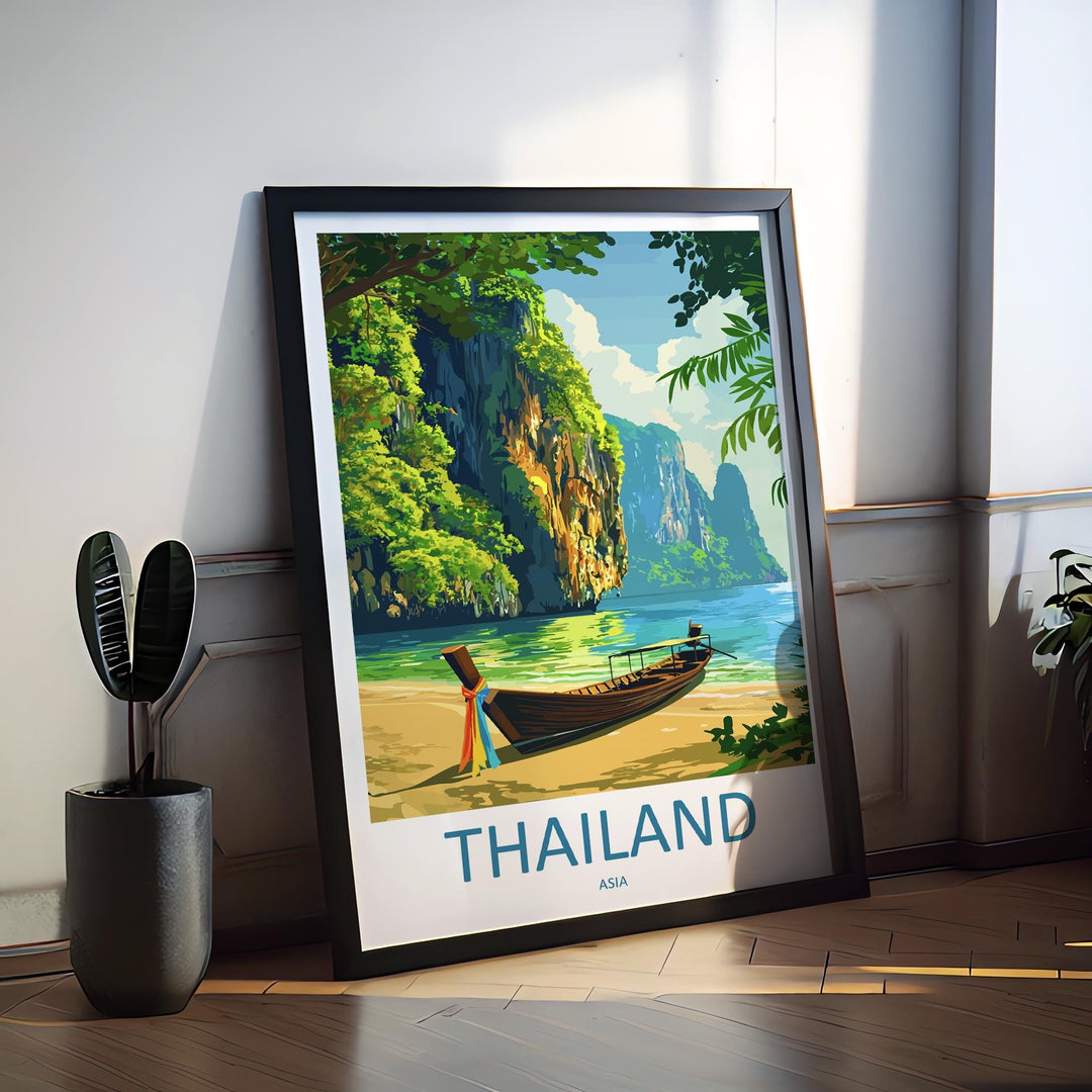 Thailand Travel Print Asia Wall Art Tropical Landscape Poster Cultural Decor Gift for Beach Lover Southeast Asia Art Print