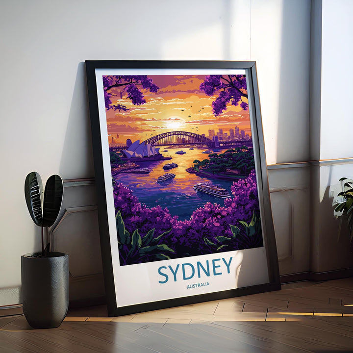 Sydney Travel Print Australia Wall Art Cityscape Poster Coastal Decor Gift for Architecture Lover Harbour Landscape Art Print