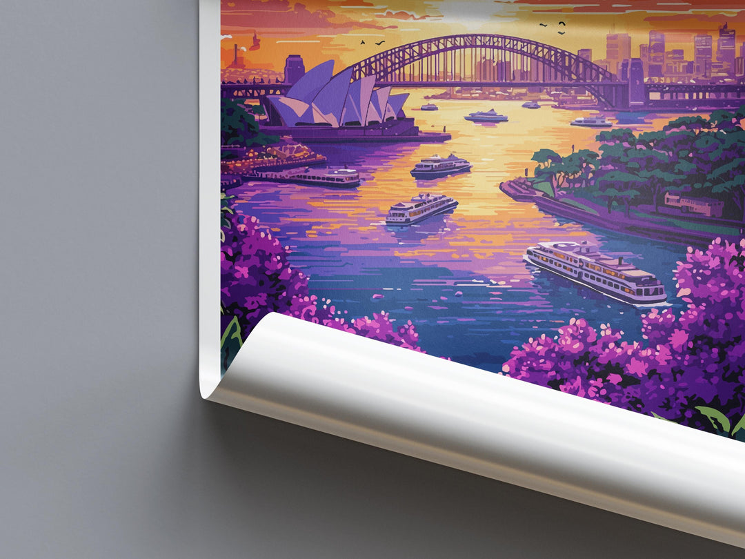 Sydney Travel Print Australia Wall Art Cityscape Poster Coastal Decor Gift for Architecture Lover Harbour Landscape Art Print
