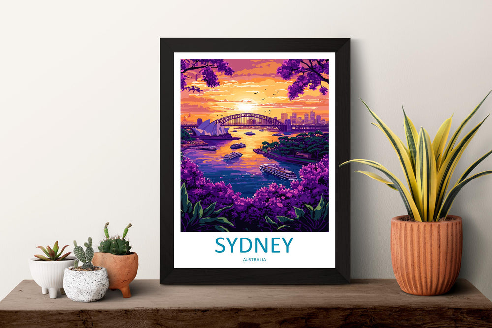 Sydney Travel Print Australia Wall Art Cityscape Poster Coastal Decor Gift for Architecture Lover Harbour Landscape Art Print