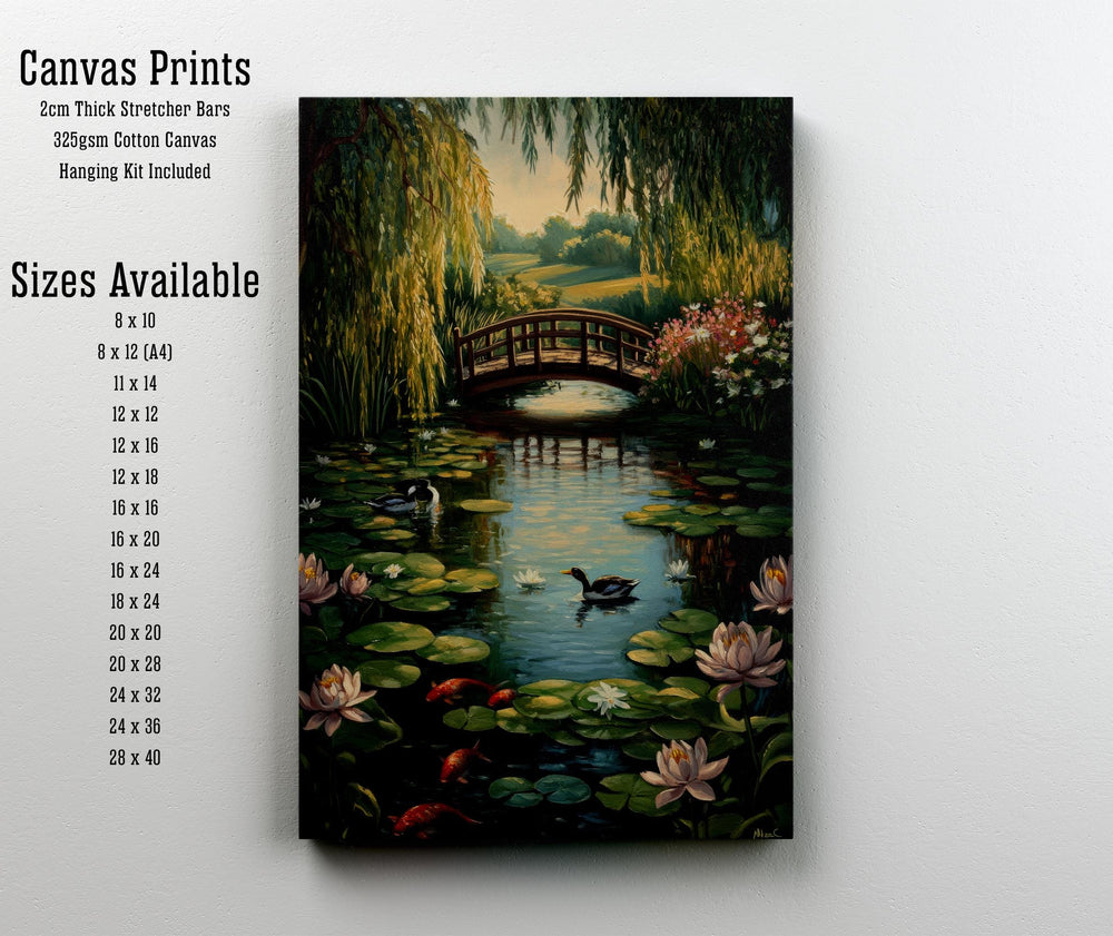 Cottagecore Pond Art Print: Vintage Landscape Illustration