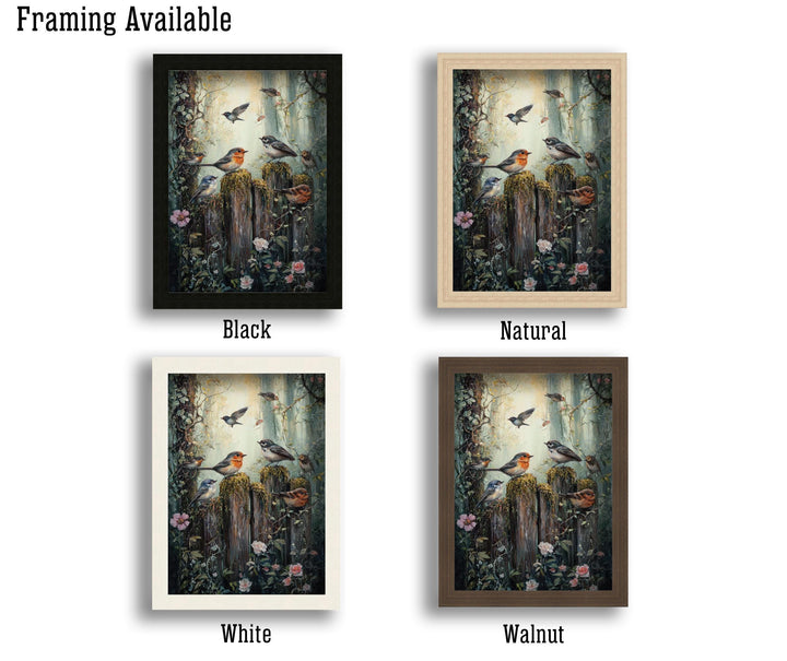Vintage Singing Birds Print, Woodland Animal Art, Cottagecore Decor