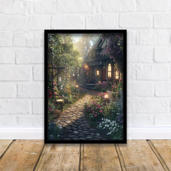 Vintage Fairy Village Print – Cottagecore Fantasy Wall Decor