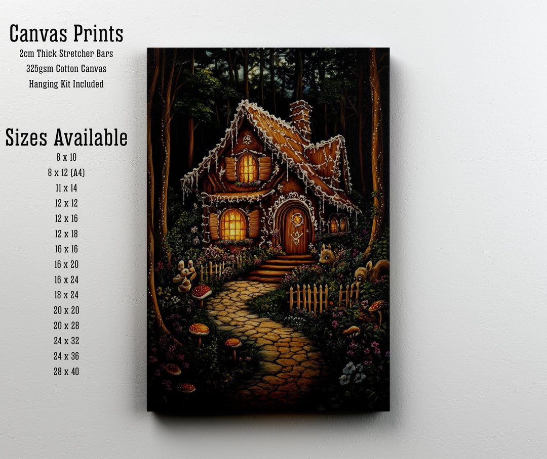 Gingerbread Cottage Print, Vintage Fairytale Art, Dark Academia Decor