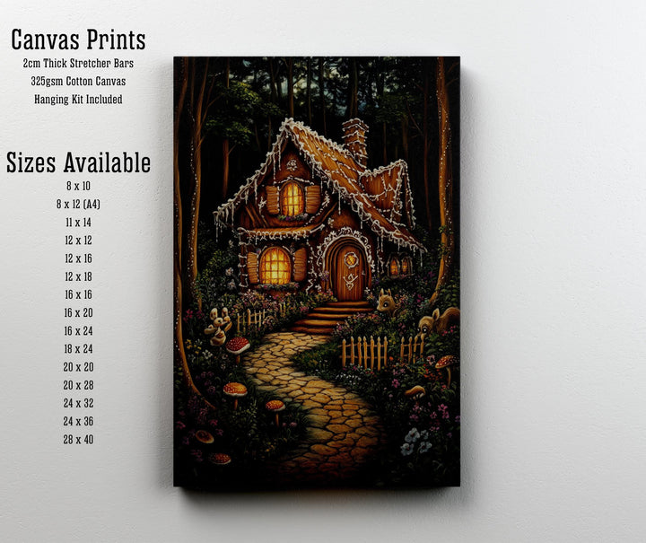 Gingerbread Cottage Print, Vintage Fairytale Art, Dark Academia Decor