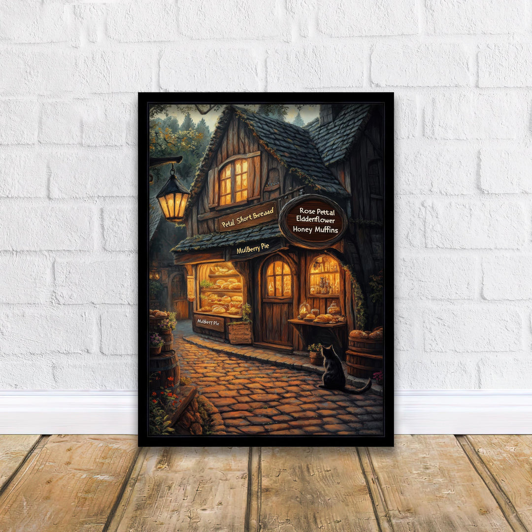 Witch's Bakery Print | Vintage Cottagecore Illustration