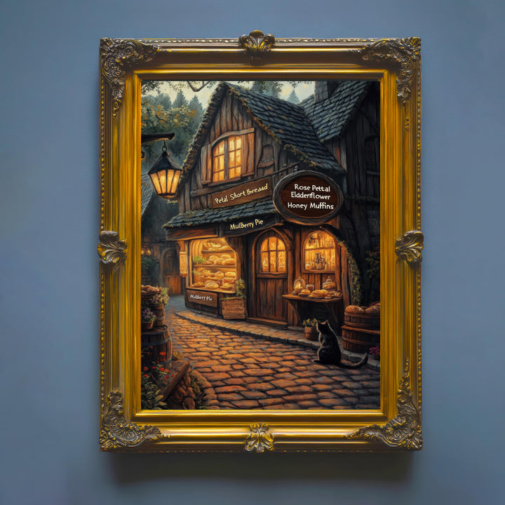 Witch's Bakery Print | Vintage Cottagecore Illustration