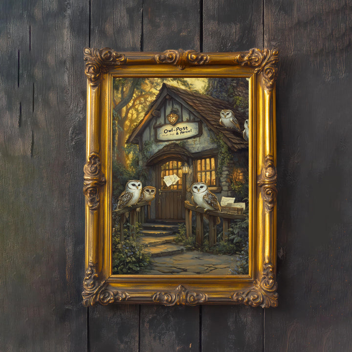 Owl Post Cottage Print, Vintage Witchy Art, Dark Academia Decor