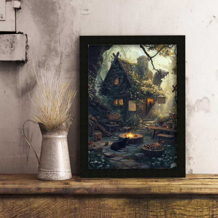 Witch's Cottage Print | Vintage Witchy Art, Dark Academia Decor