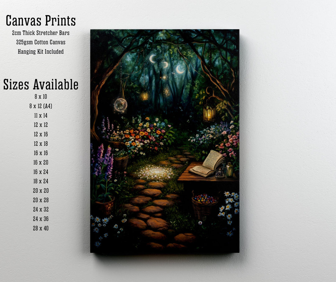 Wildflower Spell Garden Print, Vintage Witchy Cottagecore Wall Art