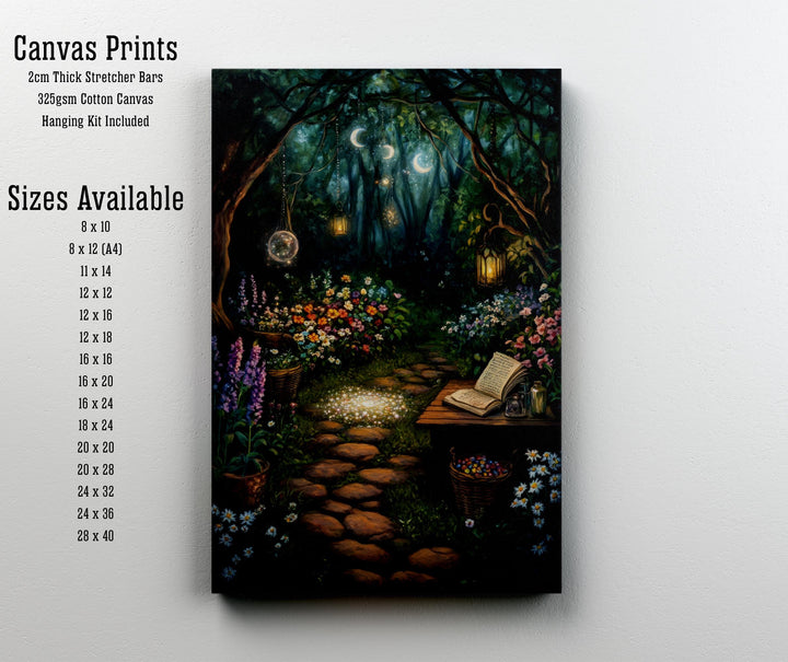 Wildflower Spell Garden Print, Vintage Witchy Cottagecore Wall Art