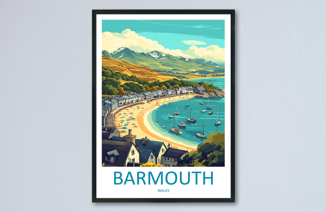 Barmouth Travel Print Barmouth Wall Decor Wales Barmouth Art Barmouth Wall Art Welsh Coast Poster Gift for Beach and Seaside Lovers