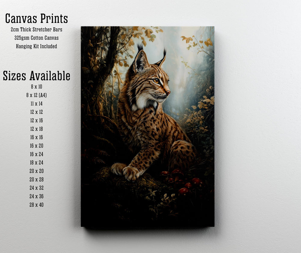 Vintage Lynx Print, Cottagecore Woodland Animal Art