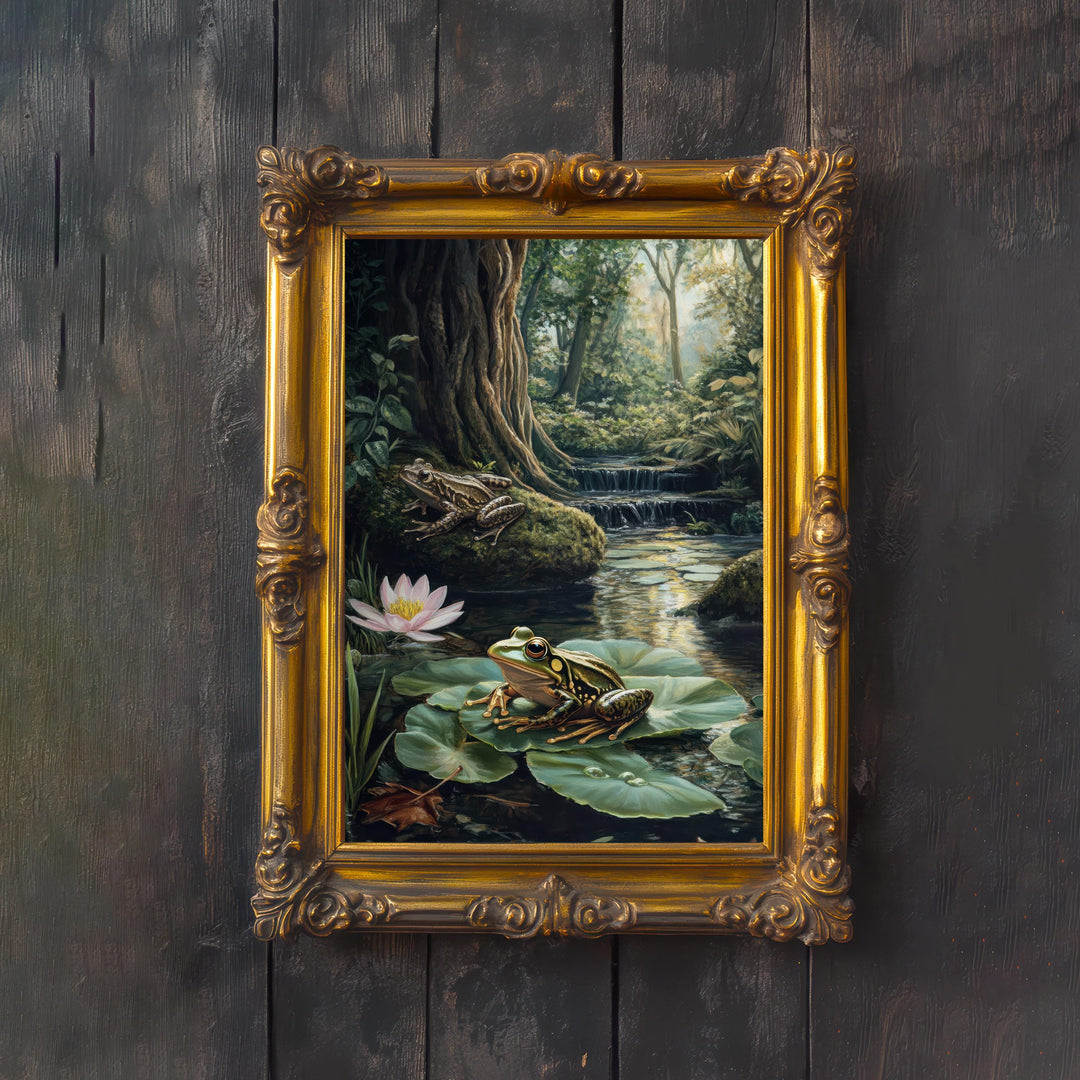 Vintage Frog Print: Enchanted Forest, Cottagecore Wall Decor