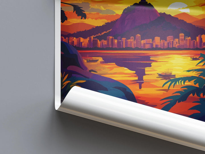 Rio de Janeiro Print Rio Wall Art Brazil City Poster Christ the Redeemer Decor Gift for Beach Lover Tropical Skyline Art Print