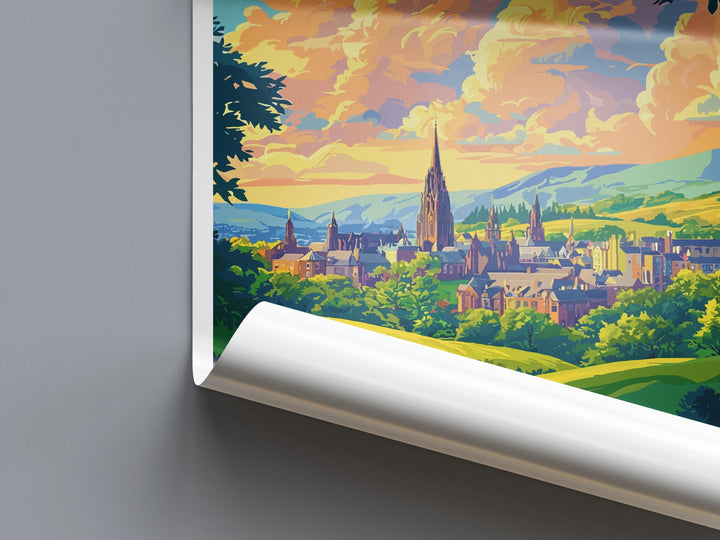 Glasgow Travel Print Scotland Wall Art City Poster Urban Decor Gift for Culture Lover Scottish Architecture Art Print