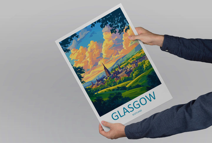 Glasgow Travel Print Scotland Wall Art City Poster Urban Decor Gift for Culture Lover Scottish Architecture Art Print