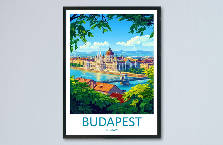 Budapest Travel Print Hungary Wall Art Cityscape Poster Danube River Decor Gift for Architecture Lover European Landscape Art