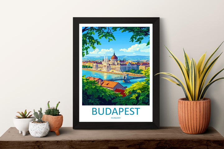Budapest Travel Print Hungary Wall Art Cityscape Poster Danube River Decor Gift for Architecture Lover European Landscape Art