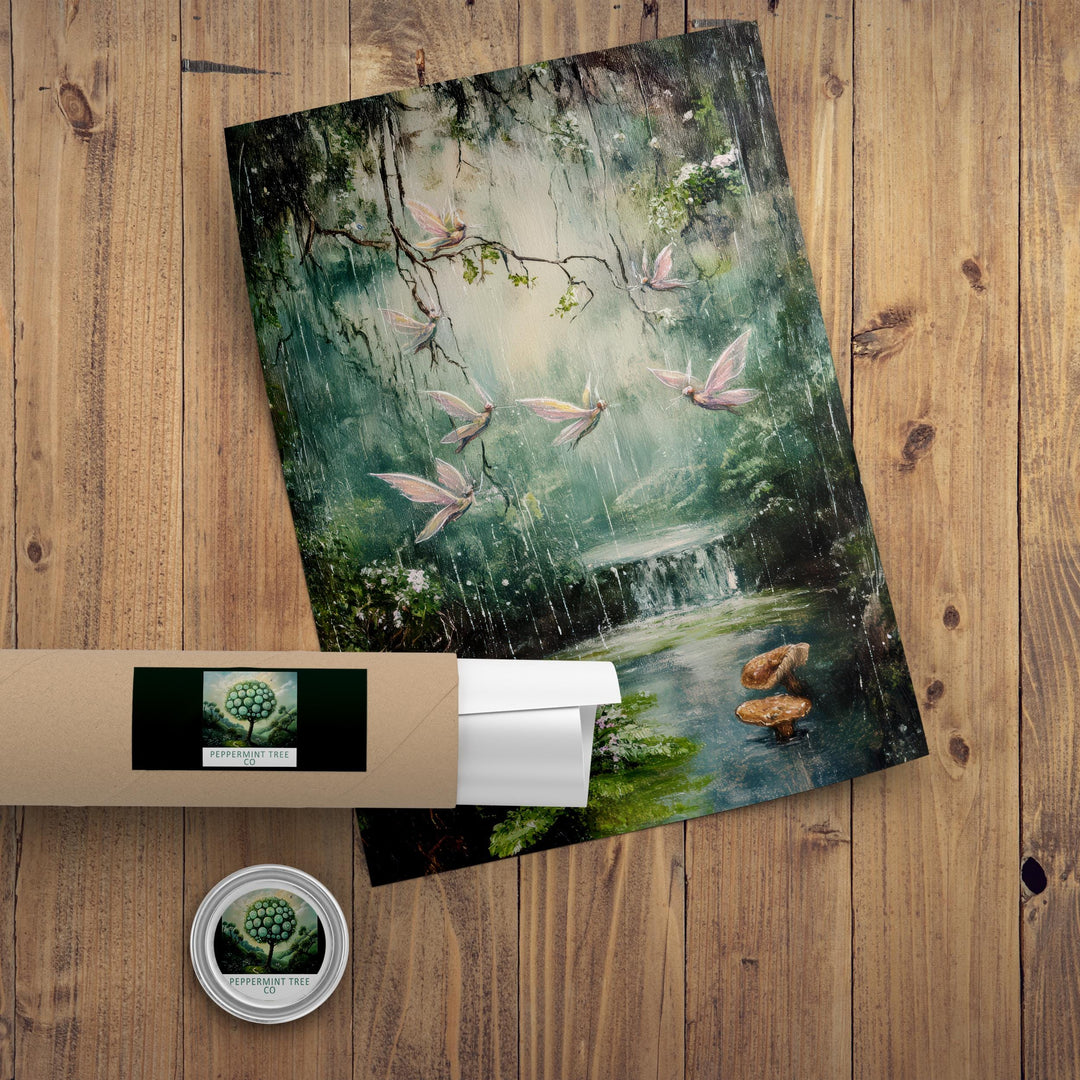 Fairy Raindrop Singers Print, Vintage Fairytale Cottagecore Art
