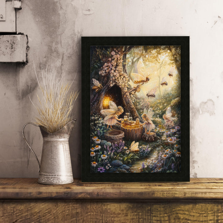 Honeydrop Fairies Vintage Print, Cottagecore Fairytale Art