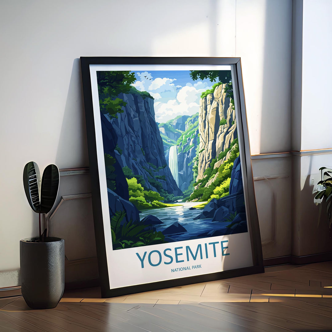 Yosemite Travel Print USA Wall Art National Park Poster Nature Landscape Decor Gift for Adventure Lover Mountain Scenery Art