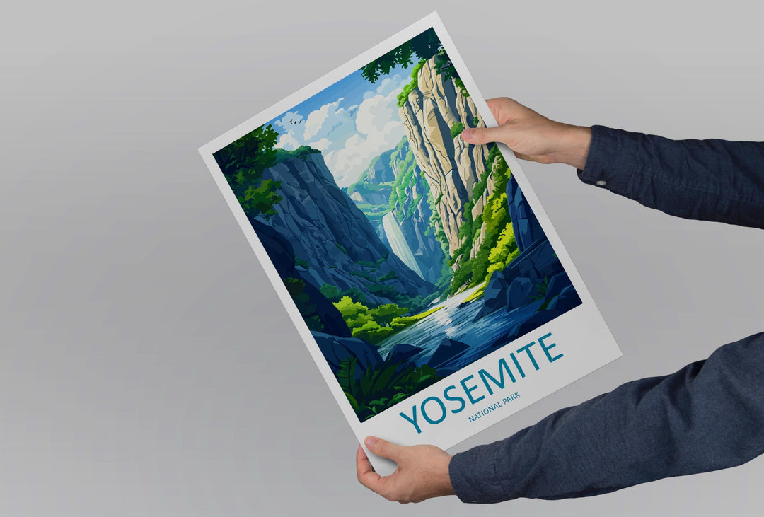 Yosemite Travel Print USA Wall Art National Park Poster Nature Landscape Decor Gift for Adventure Lover Mountain Scenery Art