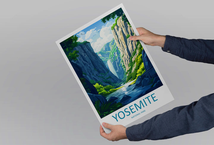 Yosemite Travel Print USA Wall Art National Park Poster Nature Landscape Decor Gift for Adventure Lover Mountain Scenery Art