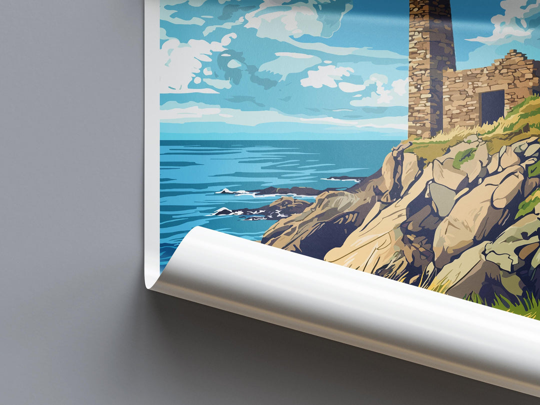 Wheal Coates Travel Print Cornwall Wall Art Tin Mine Poster Coastal Decor Gift for History Lover Cliffside Landscape