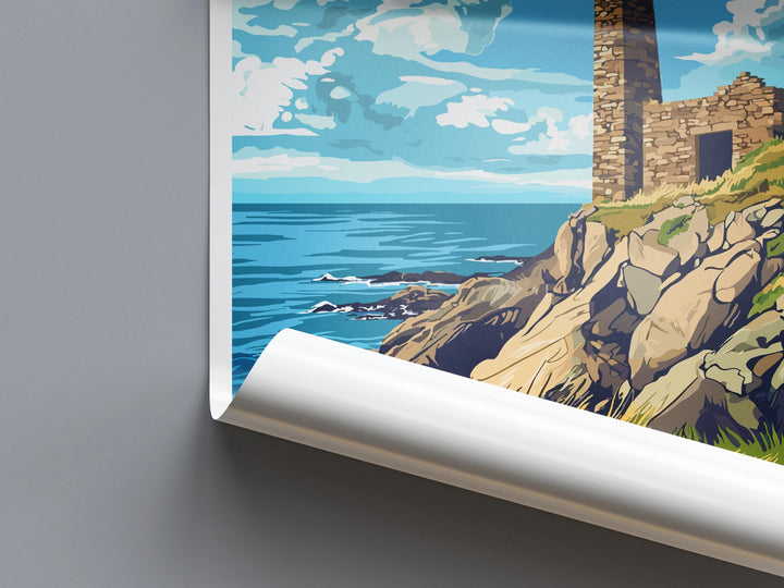 Wheal Coates Travel Print Cornwall Wall Art Tin Mine Poster Coastal Decor Gift for History Lover Cliffside Landscape