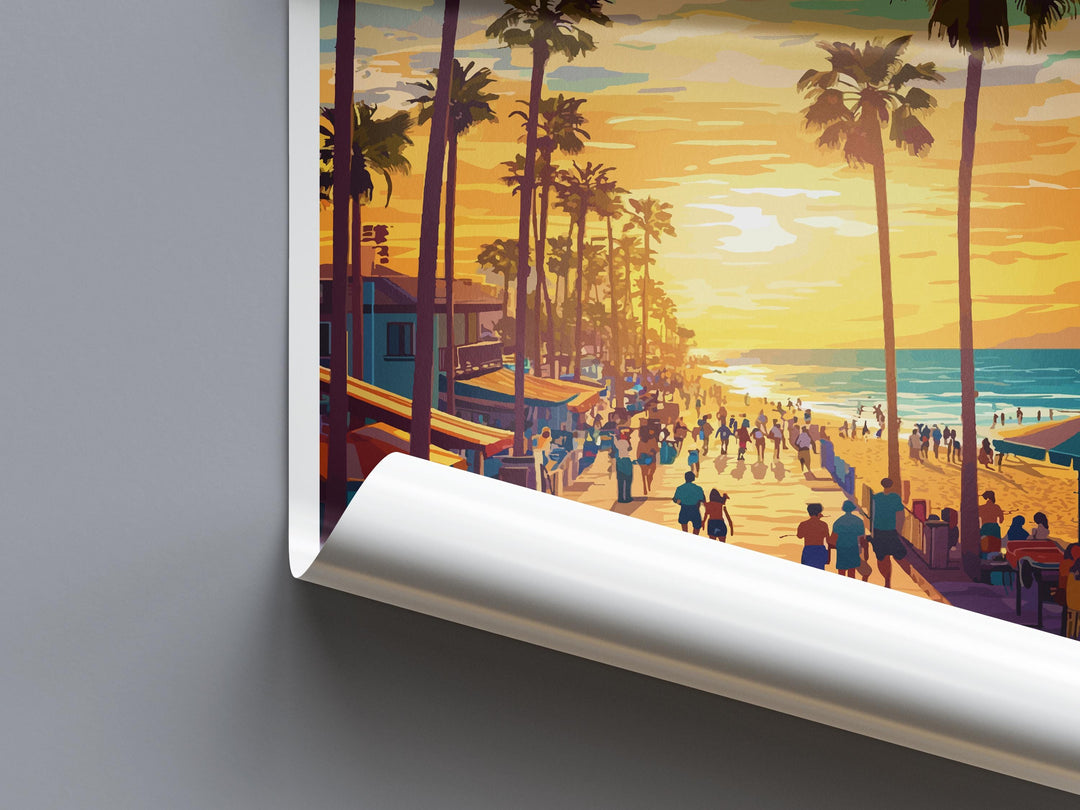 Venice Beach Travel Print California Wall Art Coastal Poster Urban Decor Gift for Beach Lover LA Boardwalk Landscape Art